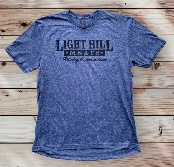 Light Hill Meats Raising Expectations T-Shirt - Heather Blue