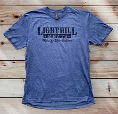 Light Hill Meats Raising Expectations T-Shirt - Heather Blue