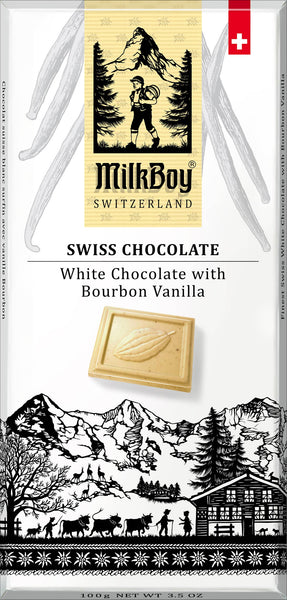 Milkboy Swiss Chocolates - 3.5oz White Chocolate with Bourbon Vanilla