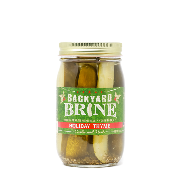 Backyard Brine - Holiday Thyme - Garlic and Herb Pickles, 16 oz