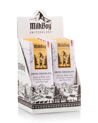 Milkboy Swiss Chocolates - 1.4oz Milk Chocolate with Caramel & Sea Salt Snack Size Bars