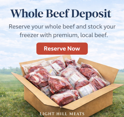 box of beef meat cuts for a whole beef deposit